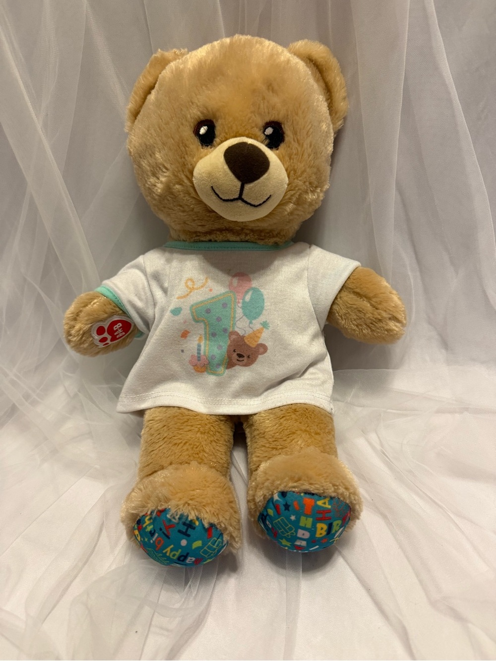 Build-A-Bear Light Brown Birthday Bear with White Tee